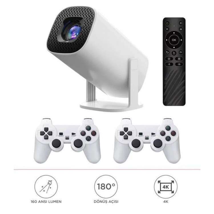 Max Mini White Portable Retro Video Console Android Smart Projector Projection P30 Max Mini White Portable Retro Video Console Android Smart Projector Projection P30