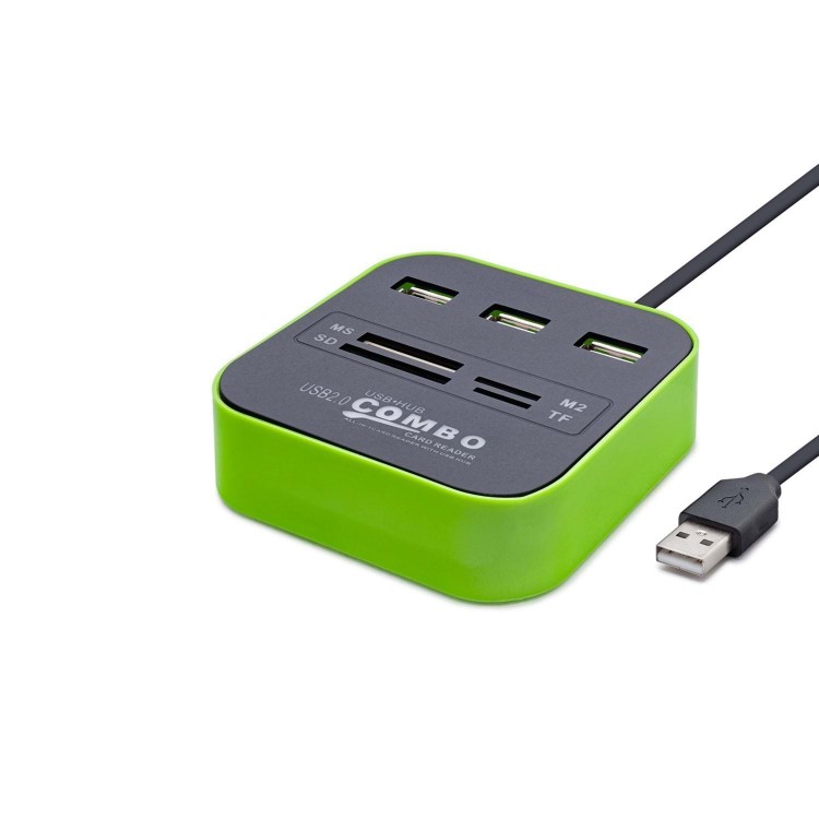 Usb Hub Combo 3*Usb + Ms + Sd + M2 + Tf Yeşil HDX7006