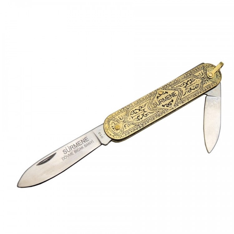 Traditional Gift Pocket Knife with Metal Handle 013 Sürmene 14 cm