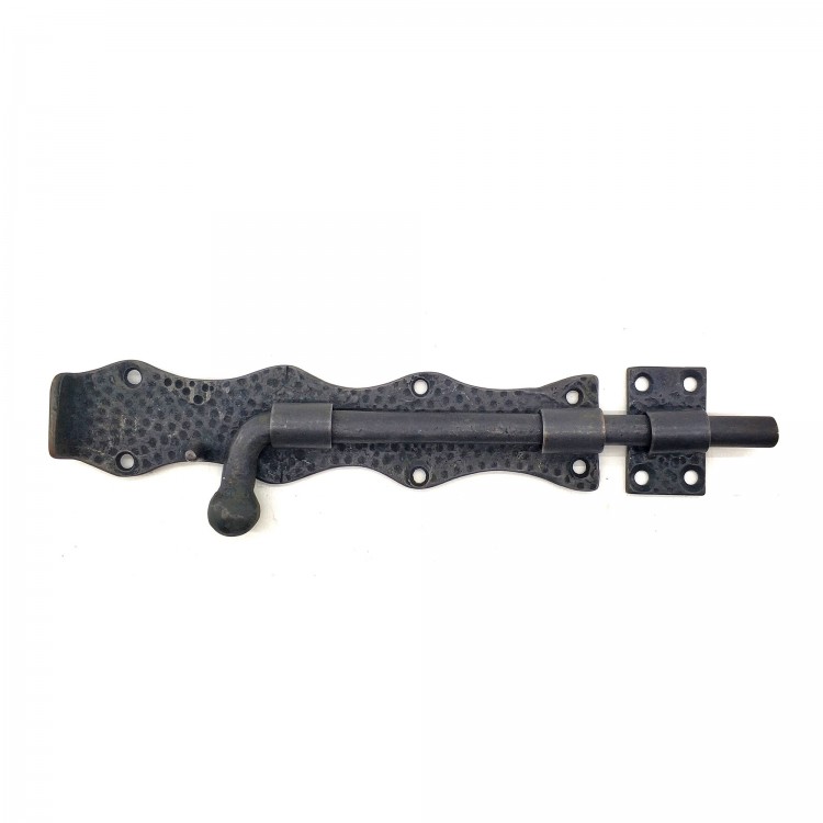 Antika Tarz Dekoratif Pirinç Dövme Kapı Sürgüsü - 20cm, Oksit