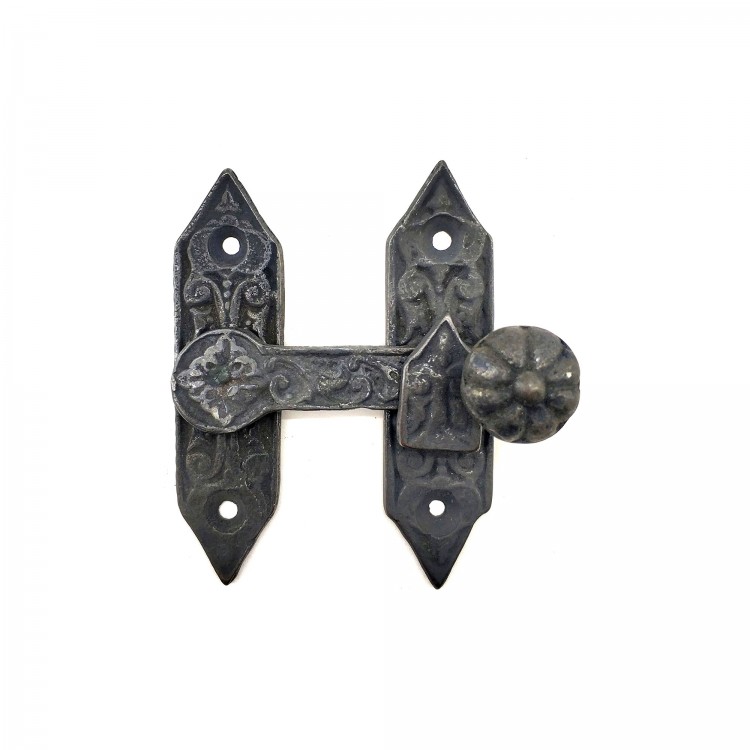 Antique Style Decorative Brass Door and Window Latch - 86x72 mm, Oxidized