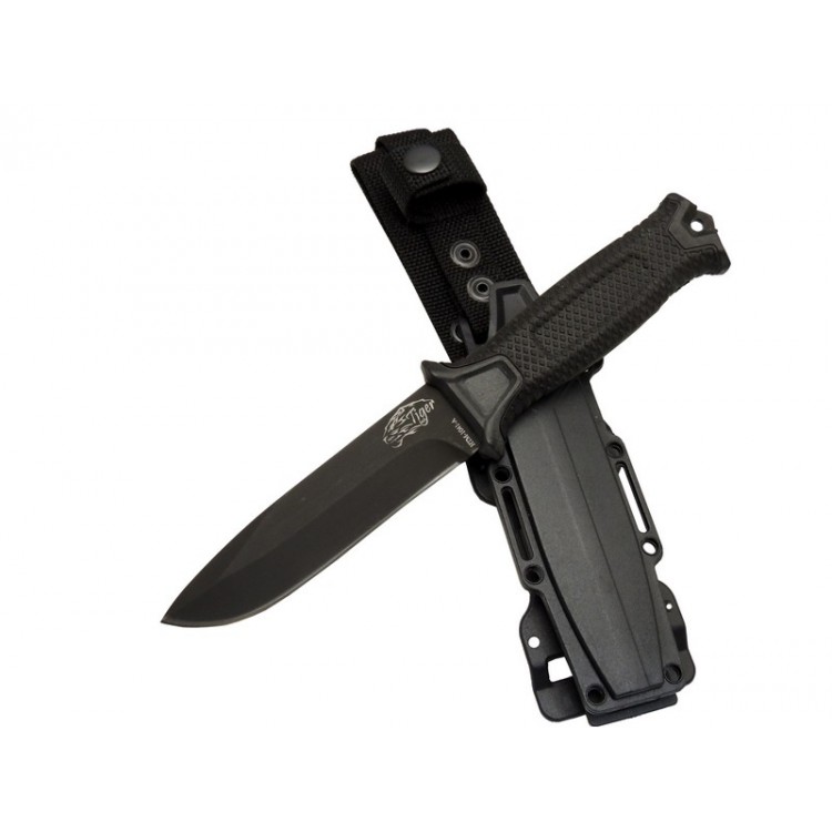 Tiger Tactical HTM 1041 A Siyah Outdoor / Survival Bıçak 27cm - Kauçuk Sap, Kılıflı, Kutulu