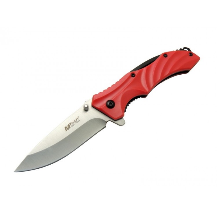 4312 Kırmızı Kamp Çakı 20cm - Yarı Otomatik