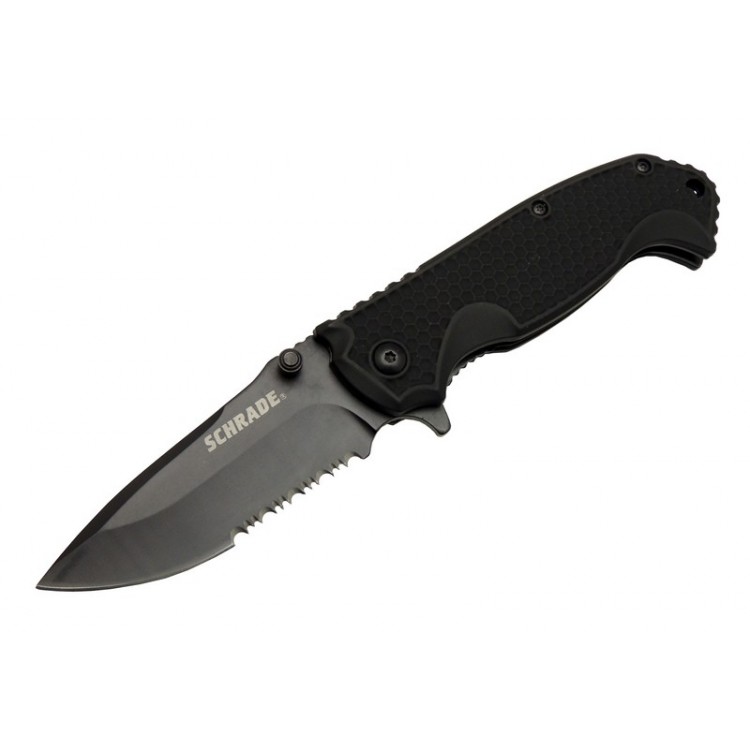 Schrade 5-1 Siyah Kamp Çakı 20cm- Yarı Otomatik, Testere Detaylı
