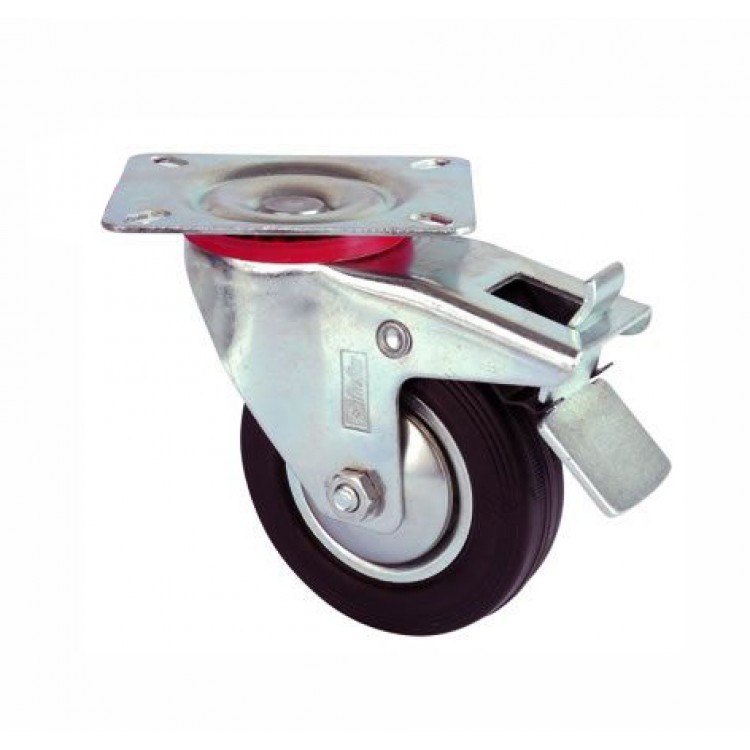 Servis Tekeri - Tablalı Frenli Siyah Döner - Çap 80 mm Servis Tekeri - Tablalı Frenli Siyah Döner - Çap 80 mm