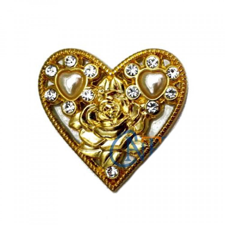 Stone Heart Brooch, Box, Chest Decoration - Yellow, 10 Pieces Stone Heart Brooch, Box, Chest Decoration - Yellow, 10 Pieces
