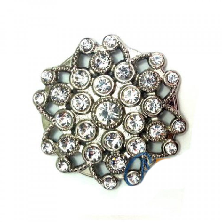 Stone Round Brooch, Box Decoration 4.5 cm - Nickel, 10 Pieces Stone Round Brooch, Box Decoration 4.5 cm - Nickel, 10 Pieces