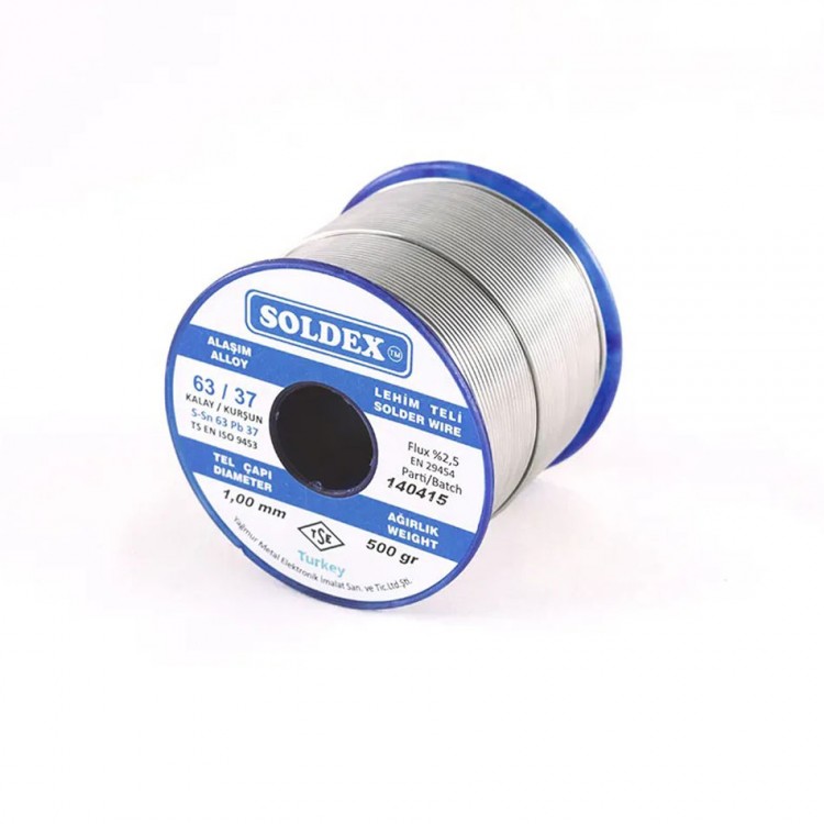 63-37 Lehim Teli 500 Gr 0,75 mm - Sn:63 / Pb:37 63-37 Lehim Teli 500 Gr 0,75 mm - Sn:63 / Pb:37