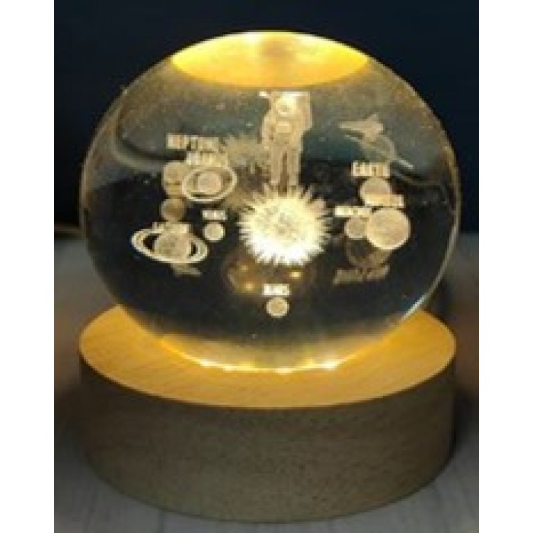 Decorative All Planets Designed Illuminated Glass Globe with Wooden base Glass:6cm Wood:2cm