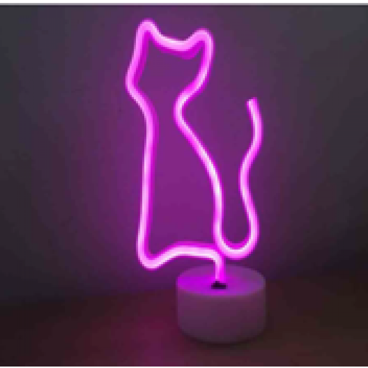 Neon Işıklı Kedi Lamba Pil ve Usb Pembe Işık MZ6200-260 Neon Işıklı Kedi Lamba Pil ve Usb Pembe Işık MZ6200-260