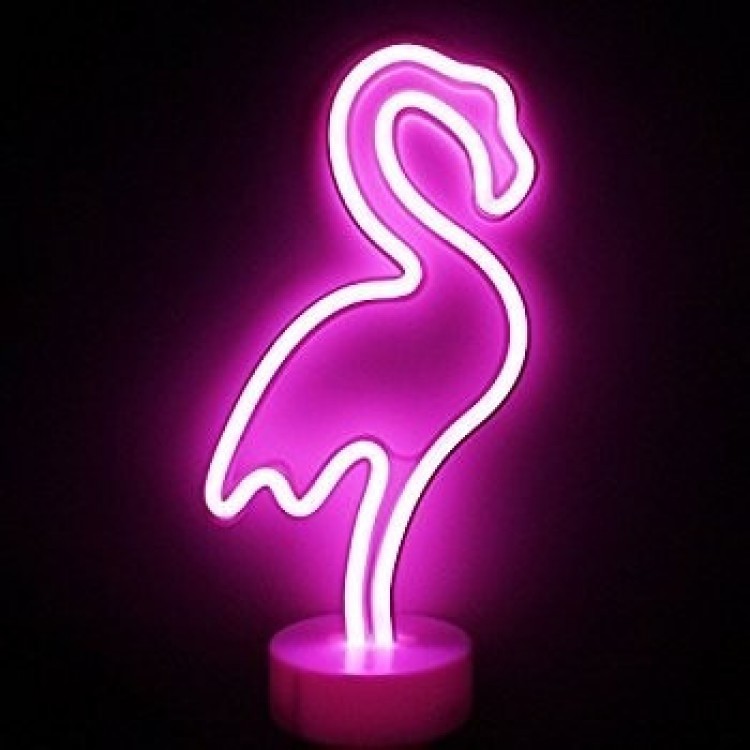 Neon Light Flamingo Table Night Lamp USB+Battery