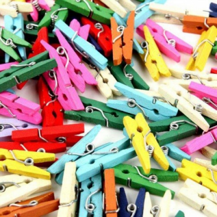50 Colorful Wooden Clothespins 3.5cm (10-Pack - 500 Pieces)