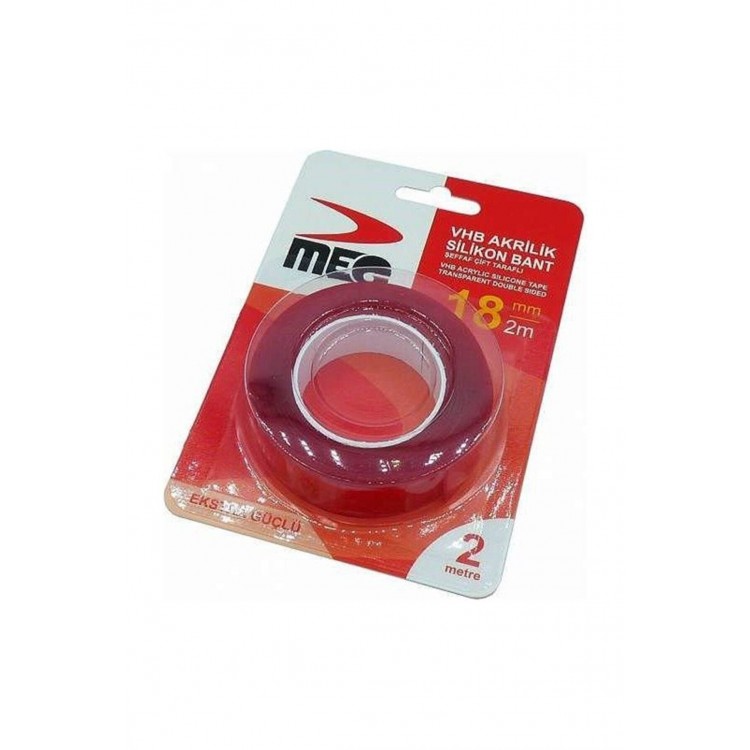Meg Çift Taraflı Akrilik Silikonize Bant 18 mm x 2 metre Meg Çift Taraflı Akrilik Silikonize Bant 18 mm x 2 metre