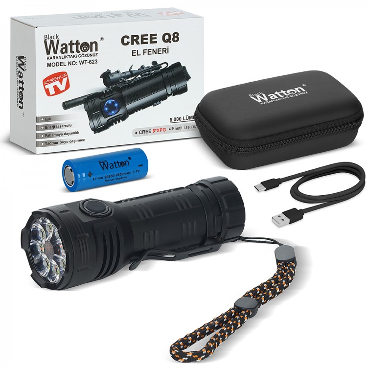 Cree Q8- XQG 8+1 Led Şarjlı El Feneri WT-623 Cree Q8- XQG 8+1 Led Şarjlı El Feneri WT-623