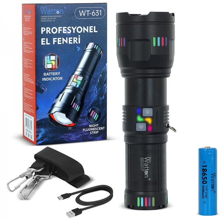 Lazer Etkili Profesyonel El Feneri 30.000 Lümen WT-631 Lazer Etkili Profesyonel El Feneri 30.000 Lümen WT-631