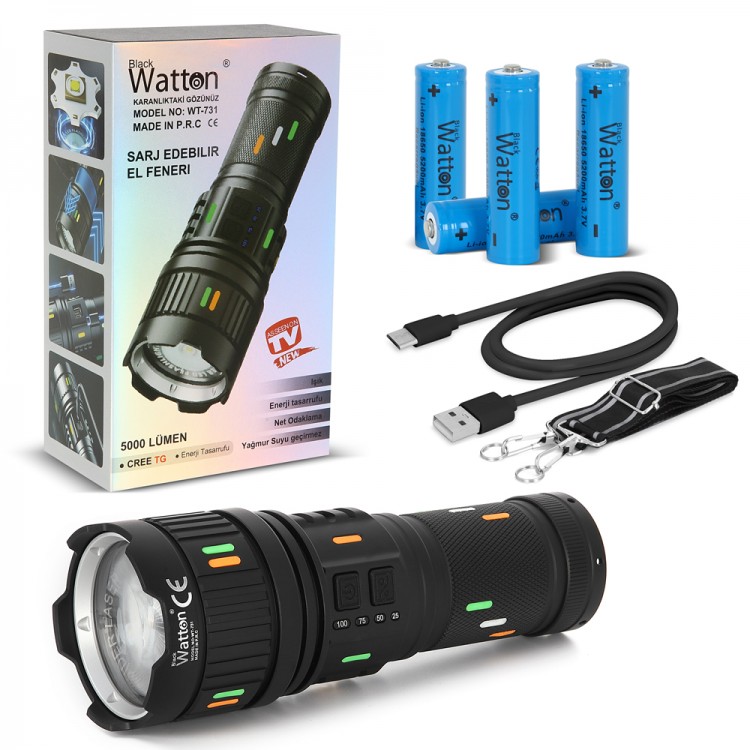 5000 Lumen Cree Tg LED Flashlight with Charge Indicator Wt-731