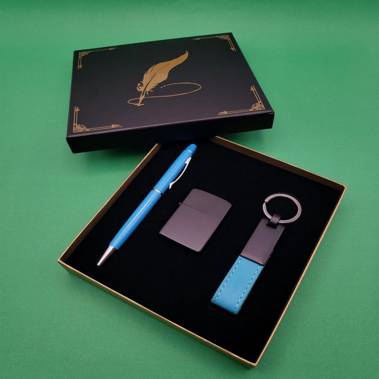 Turquoise Lighter Keychain and Ballpoint Pen
