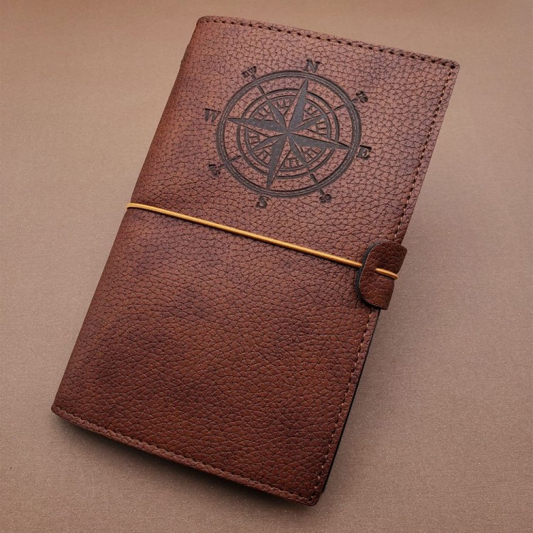 Kahverengi Pusula Temalı Deri Defter Kahverengi Pusula Temalı Deri Defter