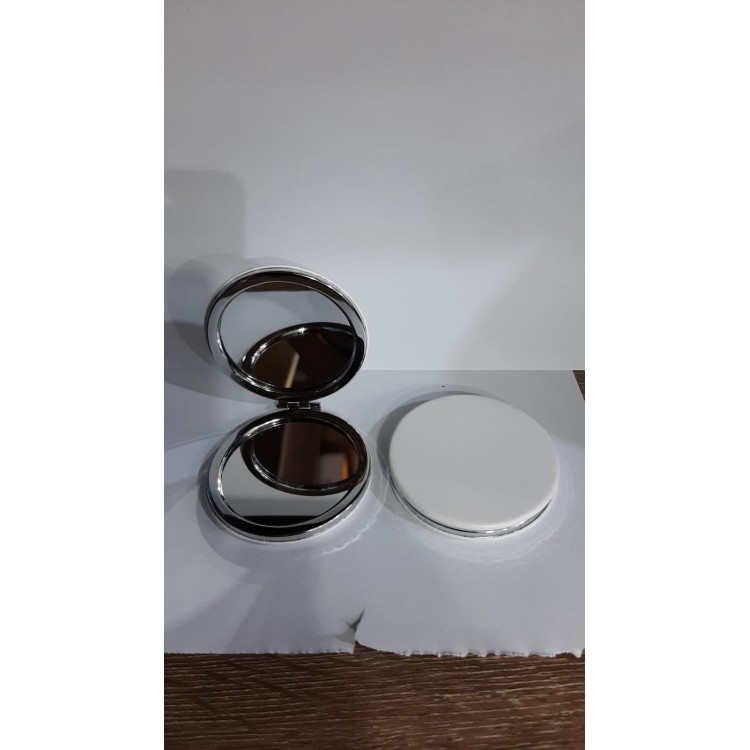 White Color Round Pocket Mirror with Magnifying Glass White Color Round Pocket Mirror with Magnifying Glass