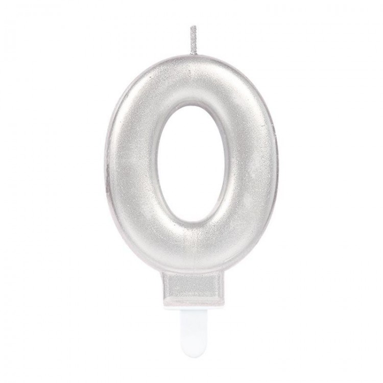 0 Number Candle Silver Color