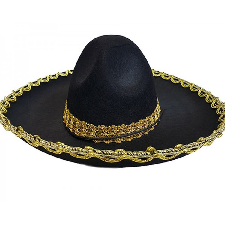 Gold-Striped Mexican Mariachi Latin Hat 55 cm for Children Gold-Striped Mexican Mariachi Latin Hat 55 cm for Children