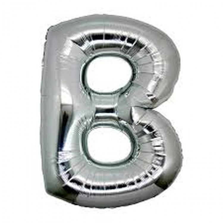 Letter B Foil Balloon, Silver Color, 40 inches
