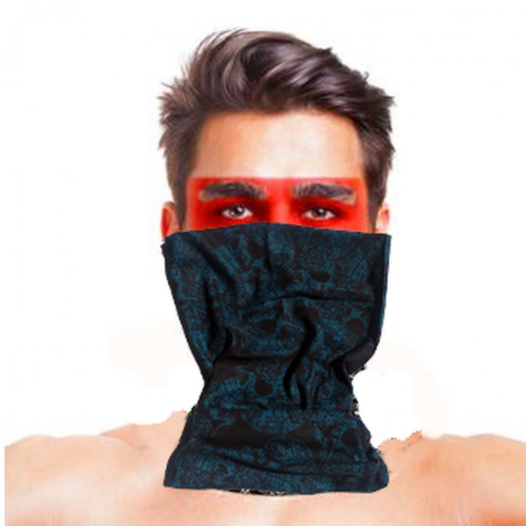 Baf Bandana Multi-Skull Blue Black Mask