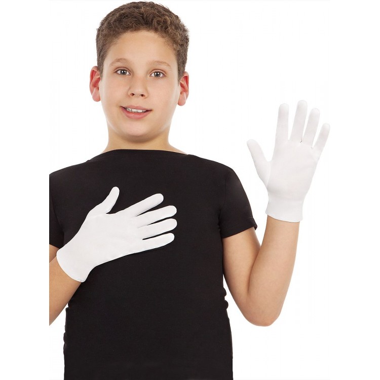 White Color Children's Stretchable Pantomime Gloves