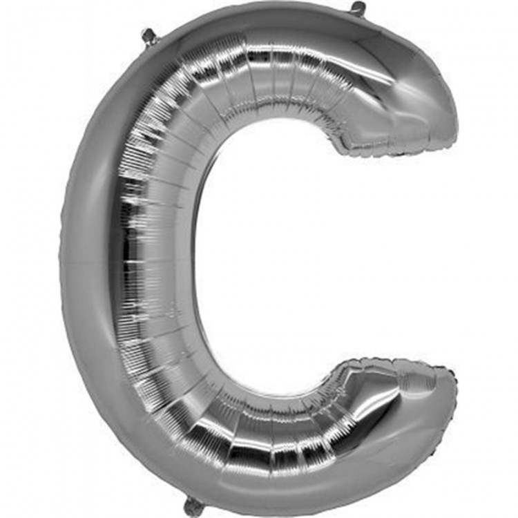 Letter C Foil Balloon, Silver Color, 40 inches