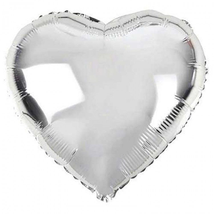 Heart-Shaped Silver Foil Balloon 45 cm 5 Pieces