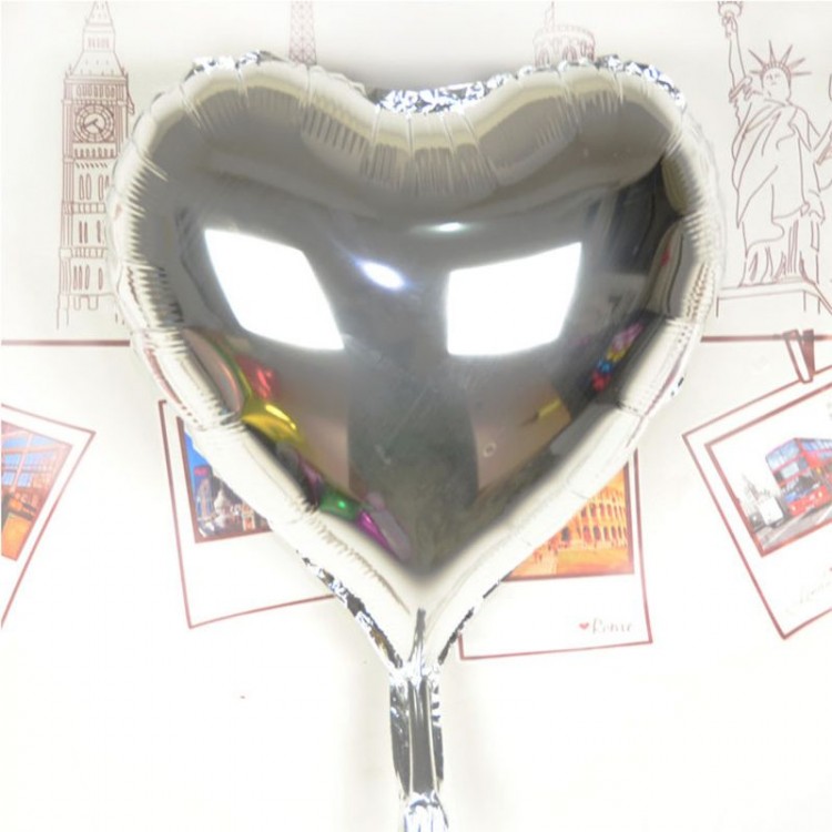 Heart Flying Balloon Foil Silver 80 cm 32 inches