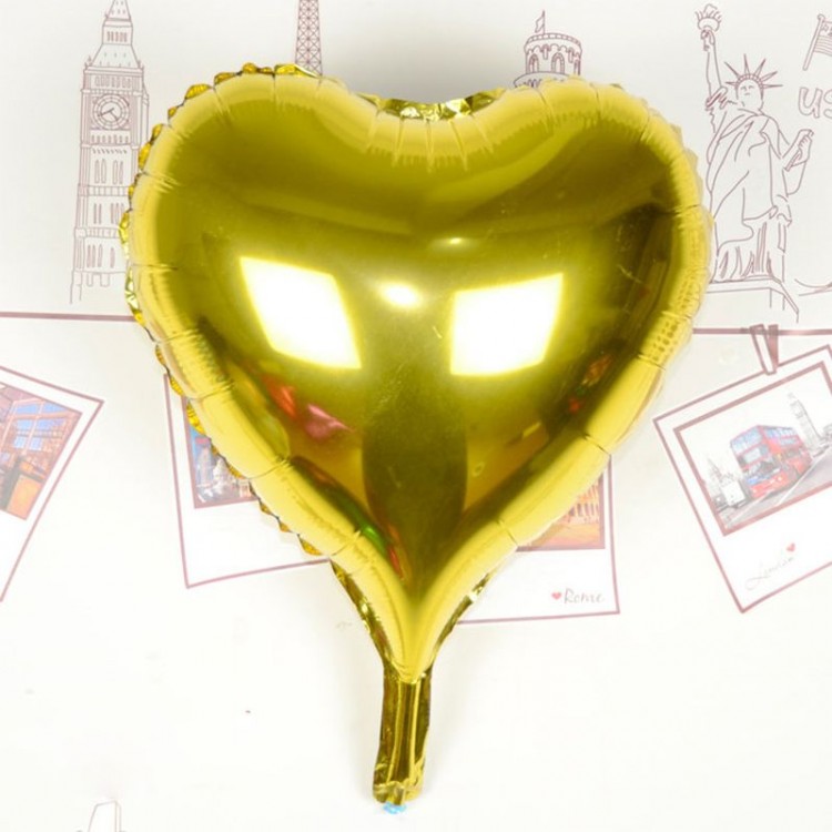 Heart Flying Balloon Foil Yellow 80 cm 32 inches