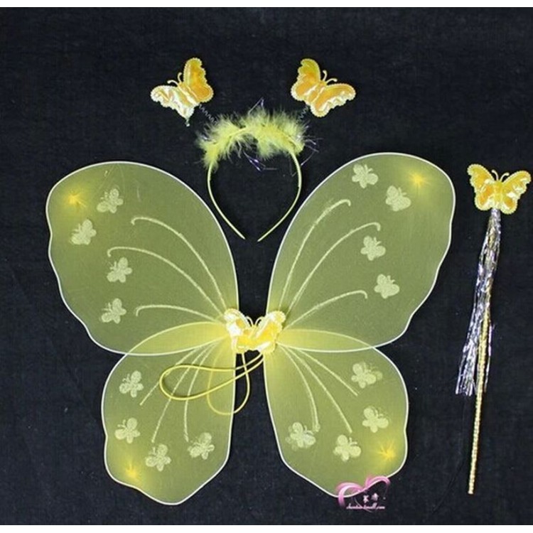 Yellow Butterfly Wing Crown and Wand 50x37 cm
