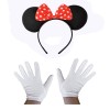 Red Bow Minnie Mouse Crown and White Gloves Set