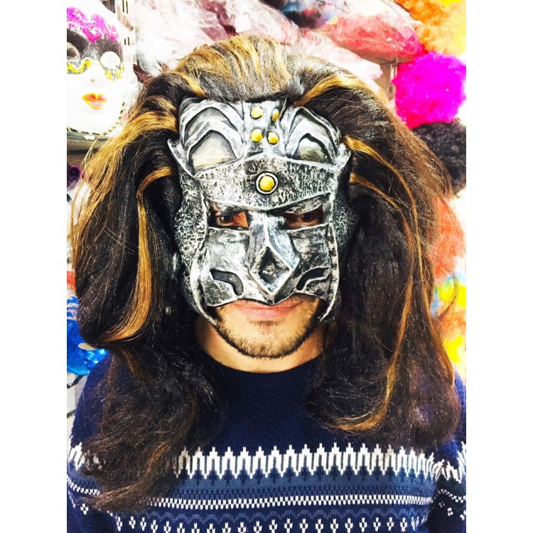 Latex Warrior Mask Terminator Mask with Hair