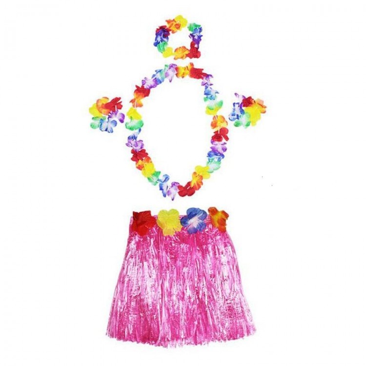 Adult and Child Friendly Luau Aloha Hawaii Pink Skirt and Colorful Necklace Crown 2 Bracelet Set Adult and Child Friendly Luau Aloha Hawaii Pink Skirt and Colorful Necklace Crown 2 Bracelet Set
