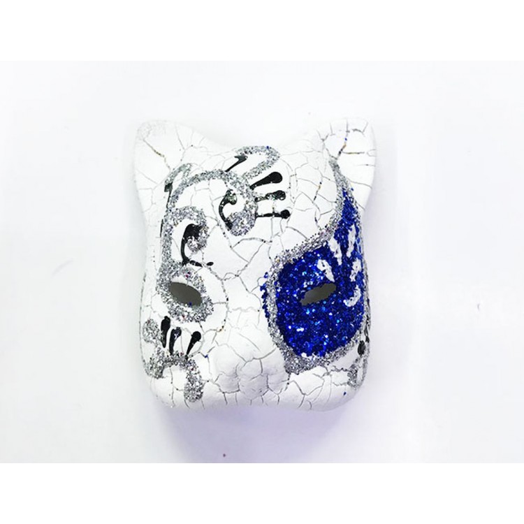 Venice Cat Model Magnet Made of Blue-Decorated Ceramic Material