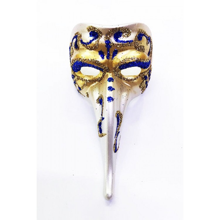 Venice Long Mask Magnet Made of Blue-Decorated Ceramic Material Venice Long Mask Magnet Made of Blue-Decorated Ceramic Material
