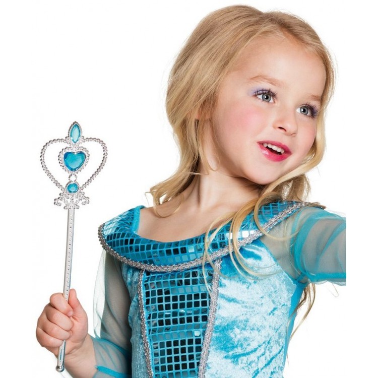 Blue Heart-Patterned Snow Queen Elsa's Scepter