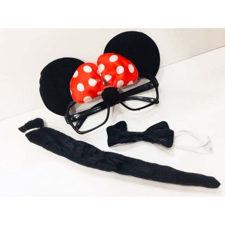 Minnie Mouse Glasses Bow Tie Tail Set