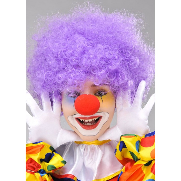 Purple Curly Afro Bonus Wig Hairpiece and Red Nose Set