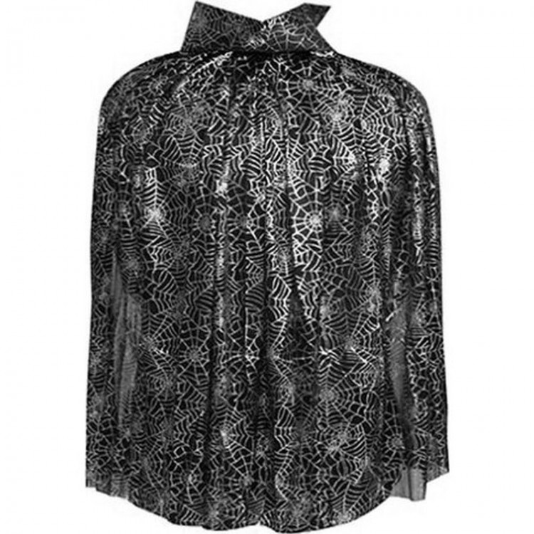 Spider Web Patterned Cape, Silver Color, 130 cm
