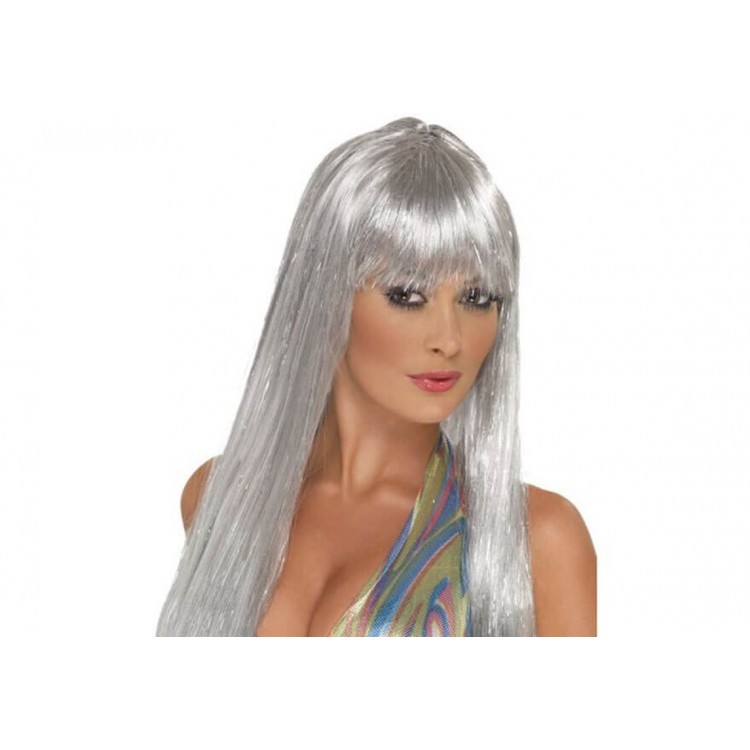 Platinum Gray Silver Color Long Party Wig Long Hairpiece Wig
