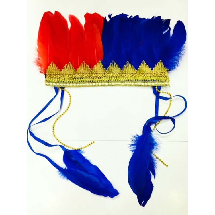 Burgundy Blue Feathered Native American Headdress | Trabzonspor Fan Headwear