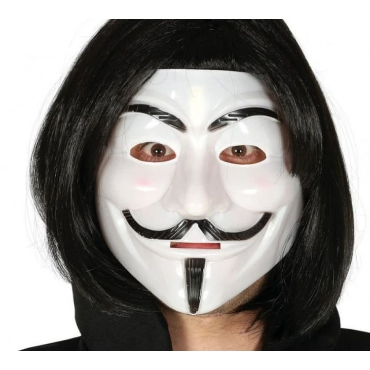Black Short Wig and V for Vendetta Mask Anonymous Mask