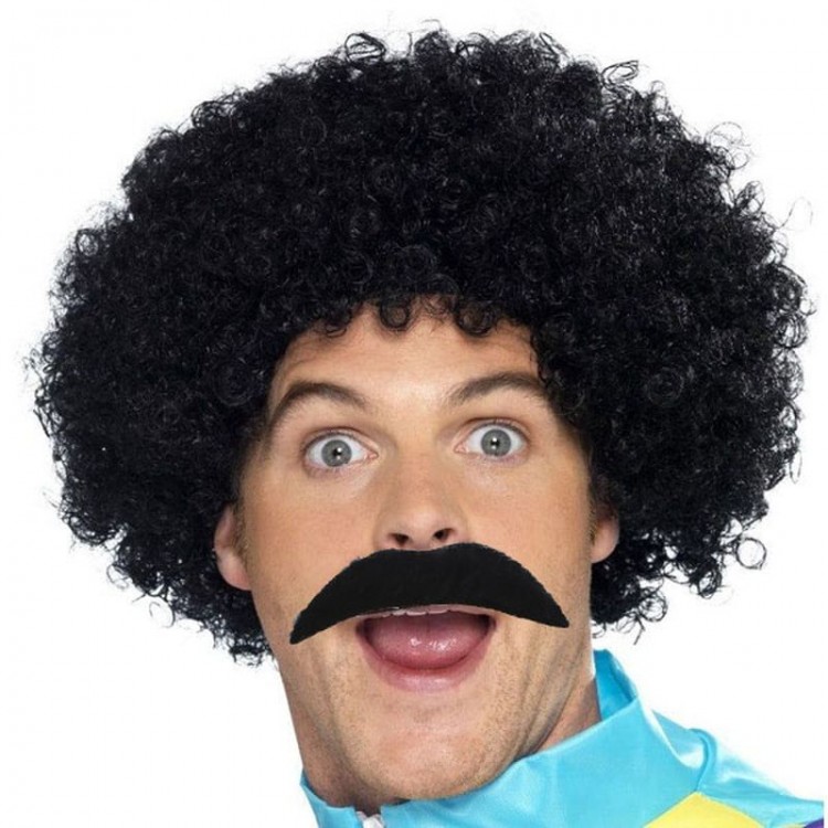 Black Scouser Men's Short Wig 120g and Mustache Set Black Scouser Men's Short Wig 120g and Mustache Set