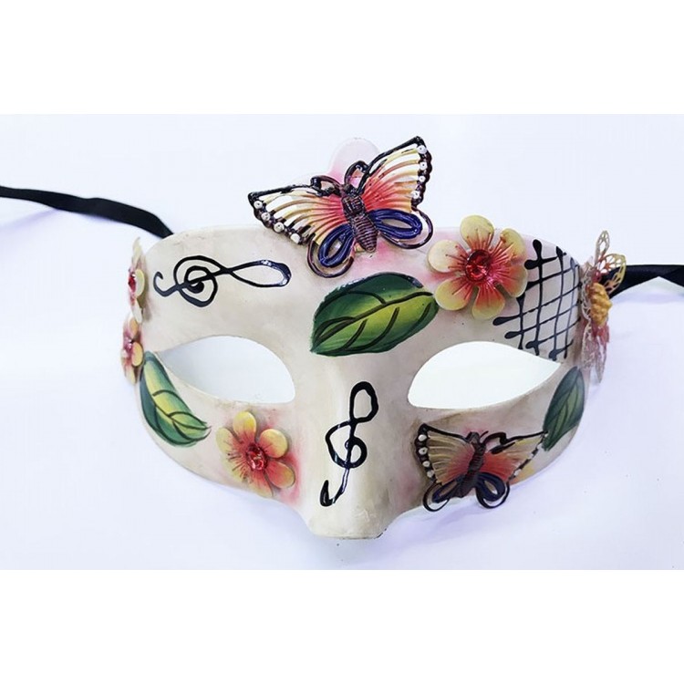 Butterfly and Flower Embroidered Venetian Mask Red Color 10x18 cm Butterfly and Flower Embroidered Venetian Mask Red Color 10x18 cm