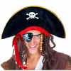 Adult Size Fabric Pirate Hat and Plastic Pirate Eye Mask