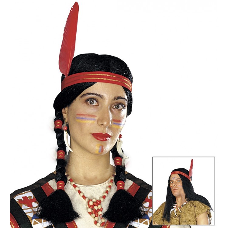 Tüylü Örgülü Hint Peruğu Kızılderili Peruğu Tüylü Örgülü Hint Peruğu Kızılderili Peruğu