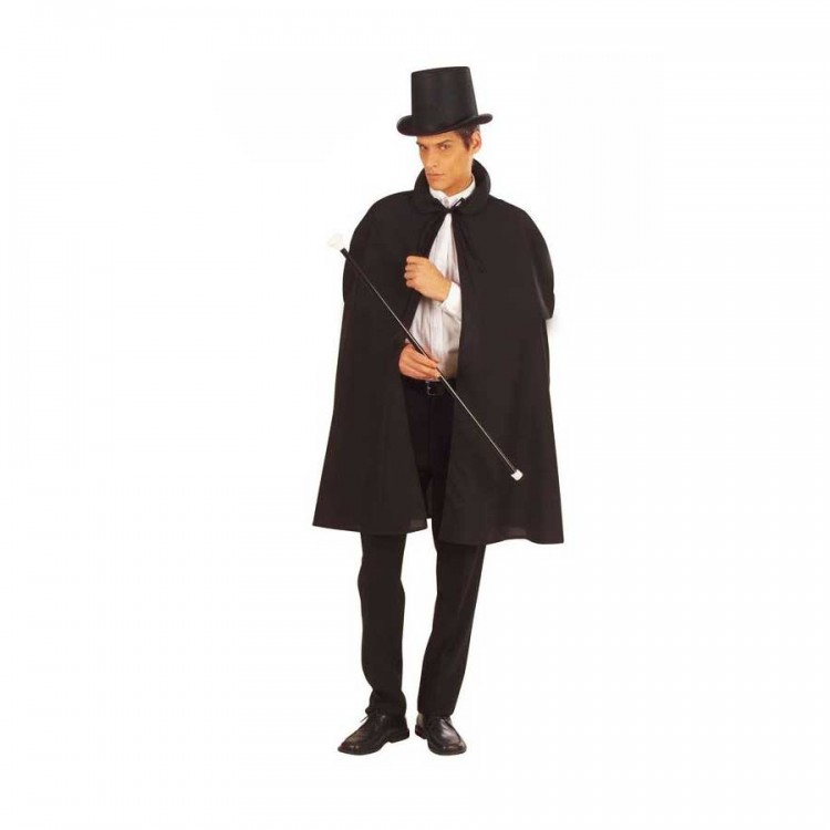 Black Magician Cloak 120 cm and Magician Hat 12 cm Adult Size